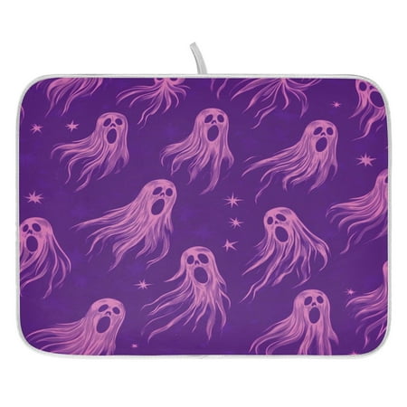 

Purple Ghost Pattern Design Dish Drying Mat for Kitchen Quick Drying Absorbent Soft Durable 18 x 24