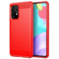 Case for Galaxy A52 5G, Nakedcellphone [RED CARBON FIBER] Flexible TPU Slim Phone Case Cover [Anti-Shock, Anti-Fingerprint] for Samsung Galaxy A52 5G Phone