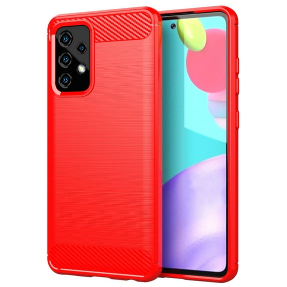 Case for Galaxy A52 5G, Nakedcellphone [RED CARBON FIBER] Flexible TPU Slim Phone Case Cover [Anti-Shock, Anti-Fingerprint] for Samsung Galaxy A52 5G Phone