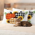thumbnail image 3 of Thanksgiving Outdoor Waterproof Pillow Covers, Fall Colorful Plaid Pumpkin Sunflower Leaf Decorative Rectangle Throw Pillowcase Sofa Cushion Sham for Patio/Couch/Chair, 20"x12" 2 Pack, 3 of 8