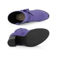 thumbnail image 3 of BLISSFUL STEP Women's Slouch Boots Ankle-High Block Heel Bow Decor Boots Dark Purple 8.5, 3 of 7