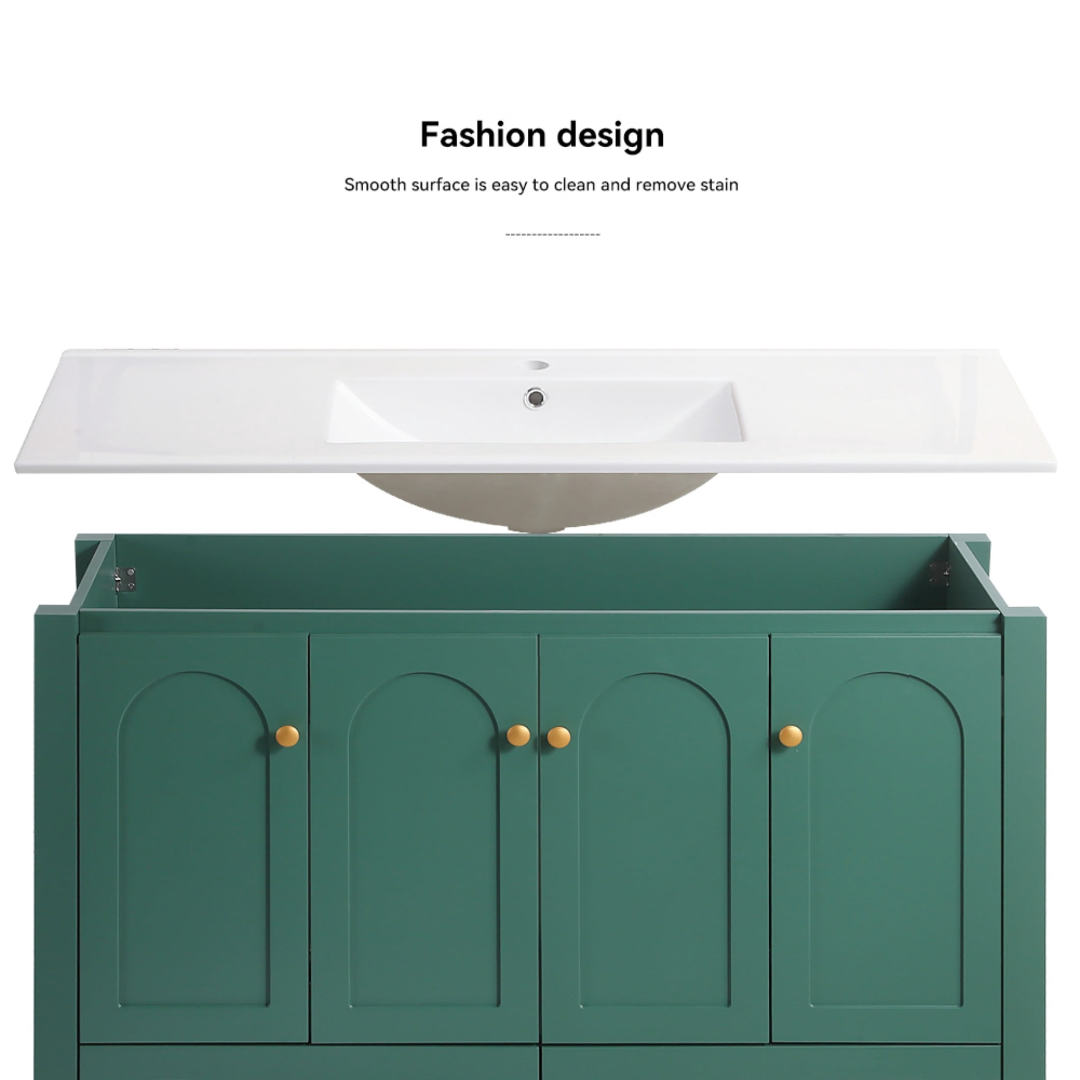 48"Bathroom Vanity, Freestanding Bathroom Vanities with Sink,Bathroom Storage Cabinet with 4 Soft close doors and 2 drawers, Green