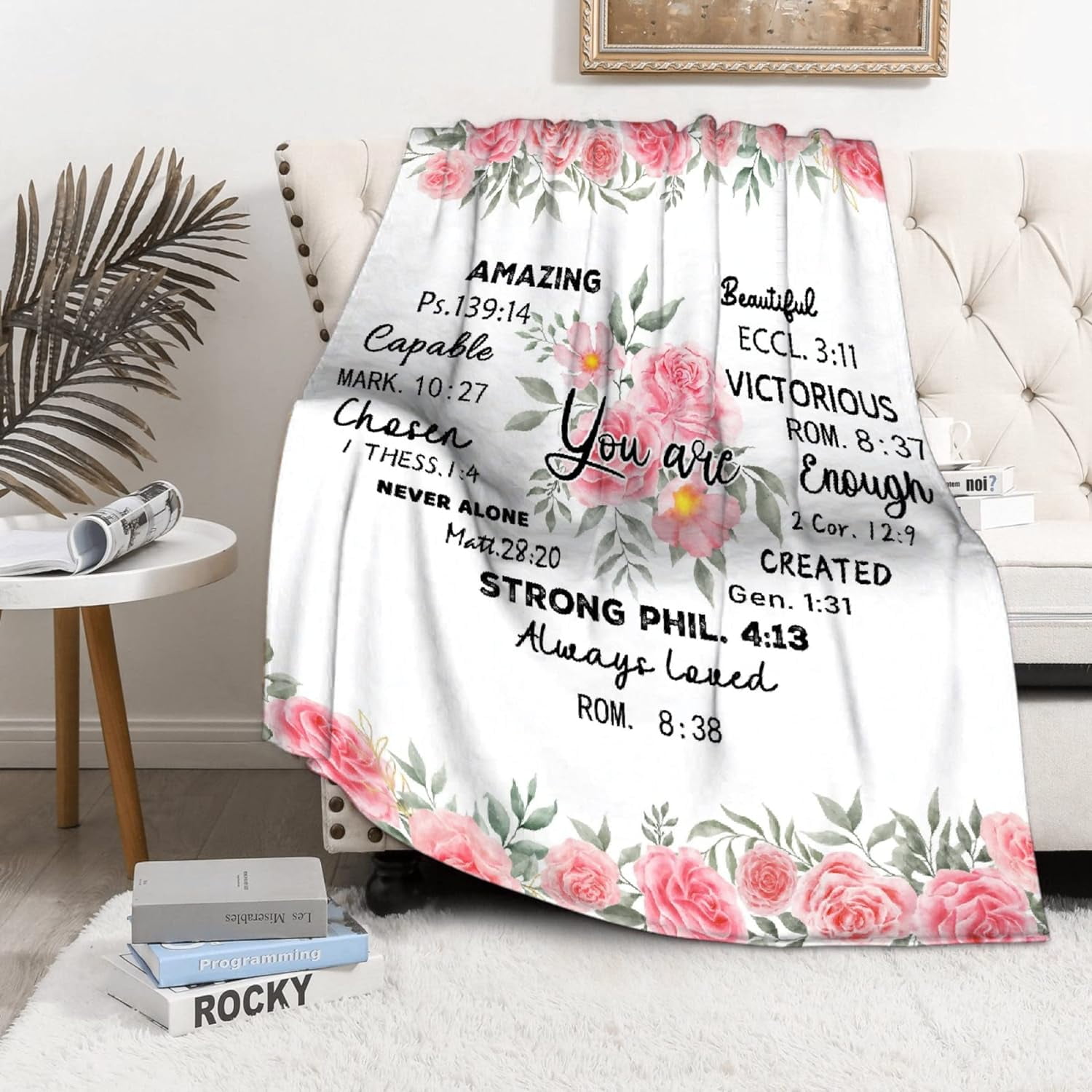Bible Verse Blanket - Prayer Blankets and Throws with Scriptures - Christian Religious Gifts - Inspirational Thoughts and Religious Throw Blanket - 50"x60" Healing Blanket Gifts for Women Mom