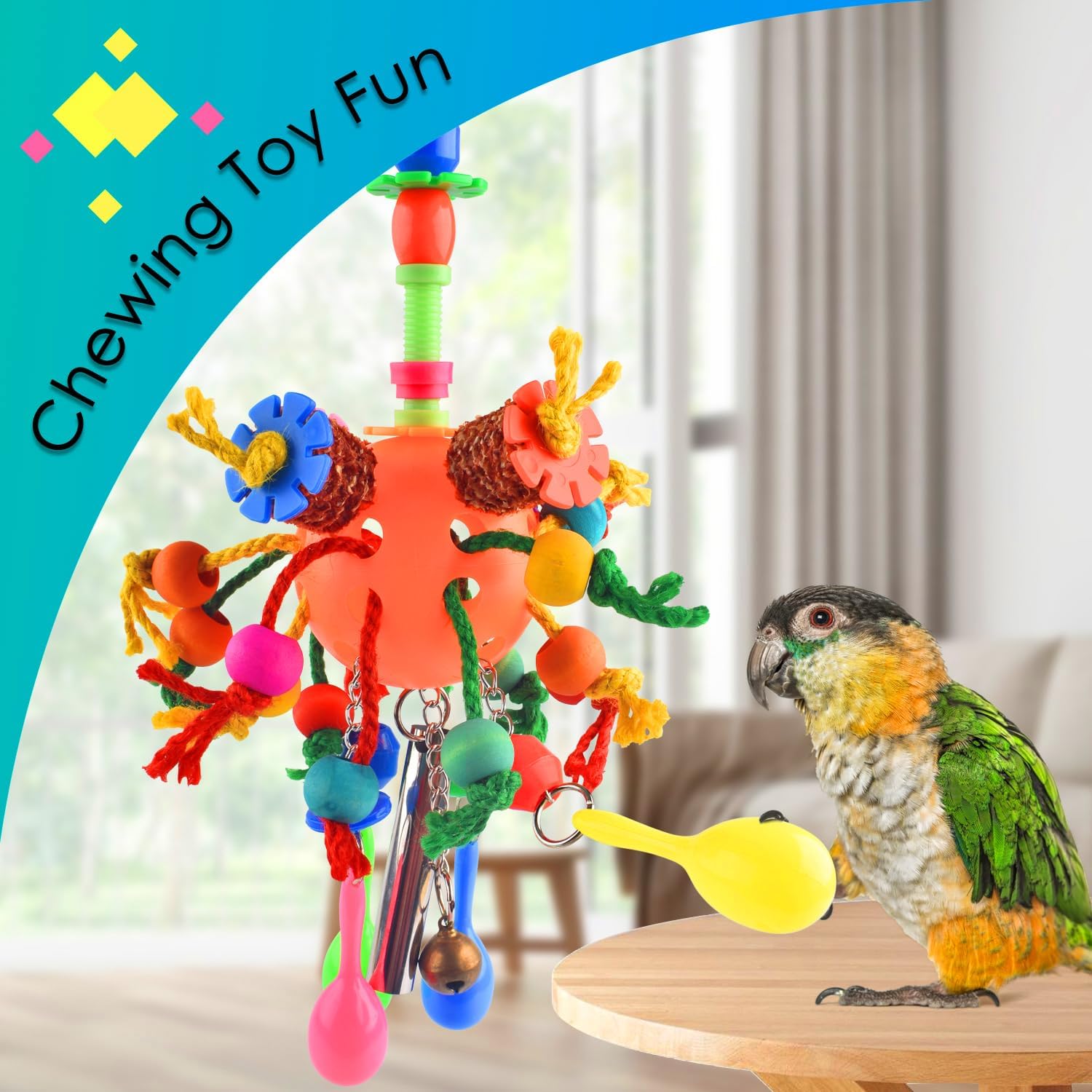 Bird Toys, Parrot Toys Foraging Shredder Hanging Toys Ball Treats for Conure Macaw Cockatiel Lovebird Birds