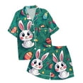 thumbnail image 1 of SXcggal One Girls' Print Short Sleeve Shorts Two Piece Pajama Set Basic Warm Kids Pajama Set, 1 of 4