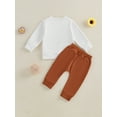 thumbnail image 4 of Baby Toddler Boy Thanksgiving Outfits 3 6 12 18 24 Months 2T 3T Long Sleeve Embroidery Sweatshirt + Pants Set Clothes, 4 of 9