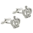 thumbnail image 1 of Gemelos de corona Vintage Hugo de cristal para hombre camisa francesa boda, 1 of 8