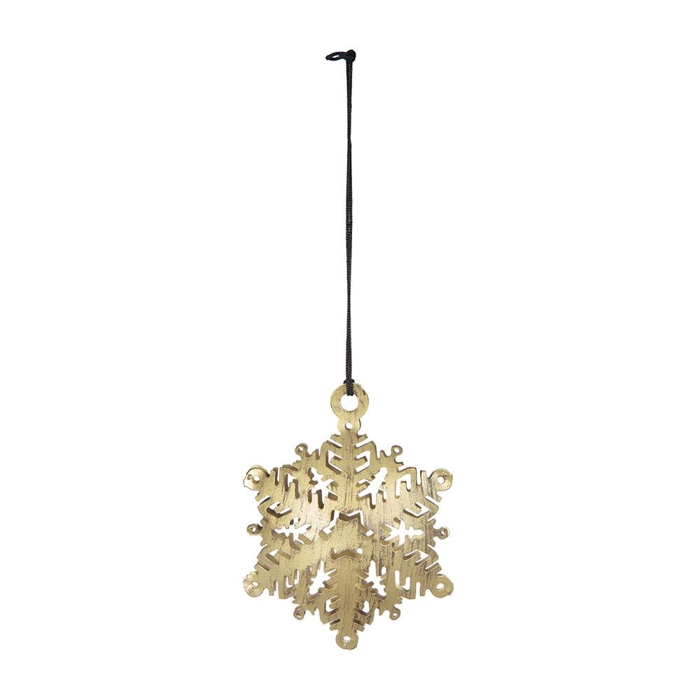 Iron Snowflake Ornament with Wood Accents Rustic Hanging Christmas Tree Decor Gift Stocking Stuffer
