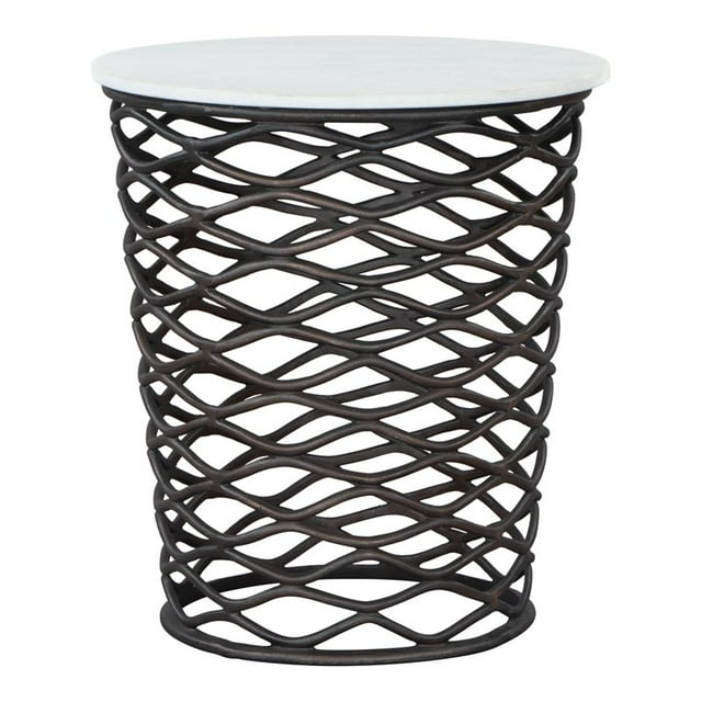 ZUO Table d'Appoint Modern en Aluminium Marbre et MDF en Bronze