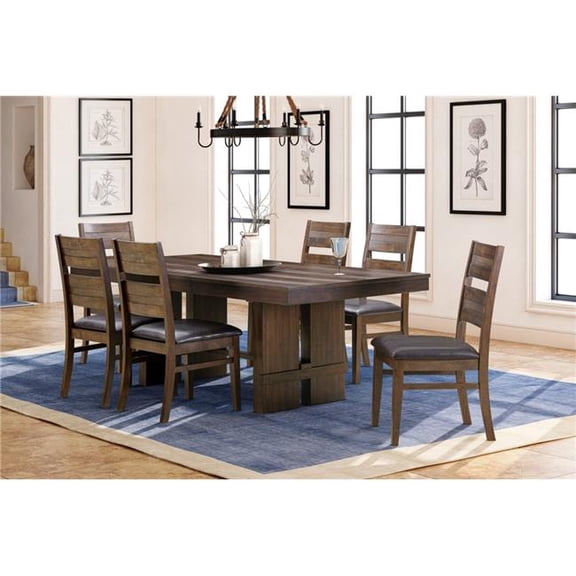 Scottsdale 7-Piece Extendable Dining Set with 6 Solid Wood Antique Brown Chairs