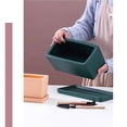 thumbnail image 3 of Macetero Rectangular de cerámica con bandeja, artículos for macetas pequeños perforados de escritorio de oficina, verde, Simple, escandinavo, suculento, 3 of 9