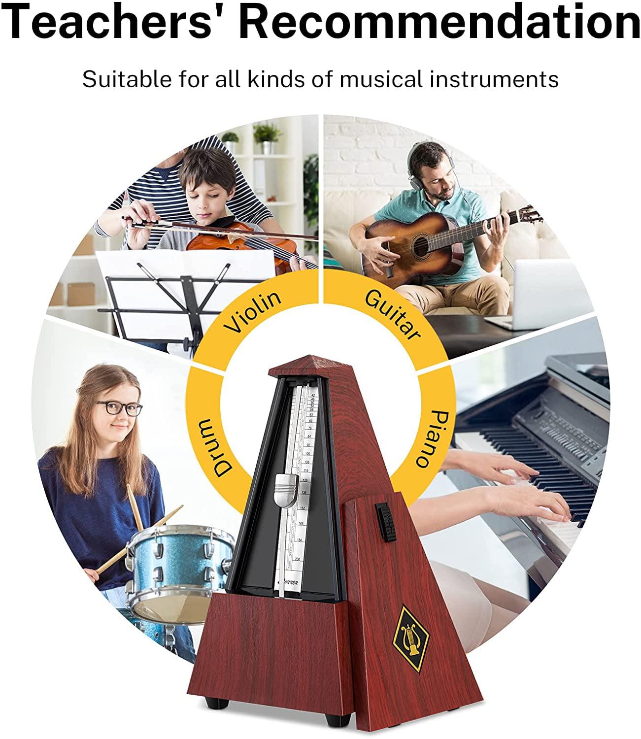 Wood Metronome for Guitar/Piano/Bass/Violin/Drum and Other Musical Instruments 