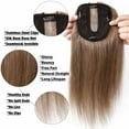 thumbnail image 4 of Benehair 100% Human Hair Extensions Clip In Topper Toupee Hairpiece Silk Base for Women Remy Hair 6"-14" Brown US, 4 of 12