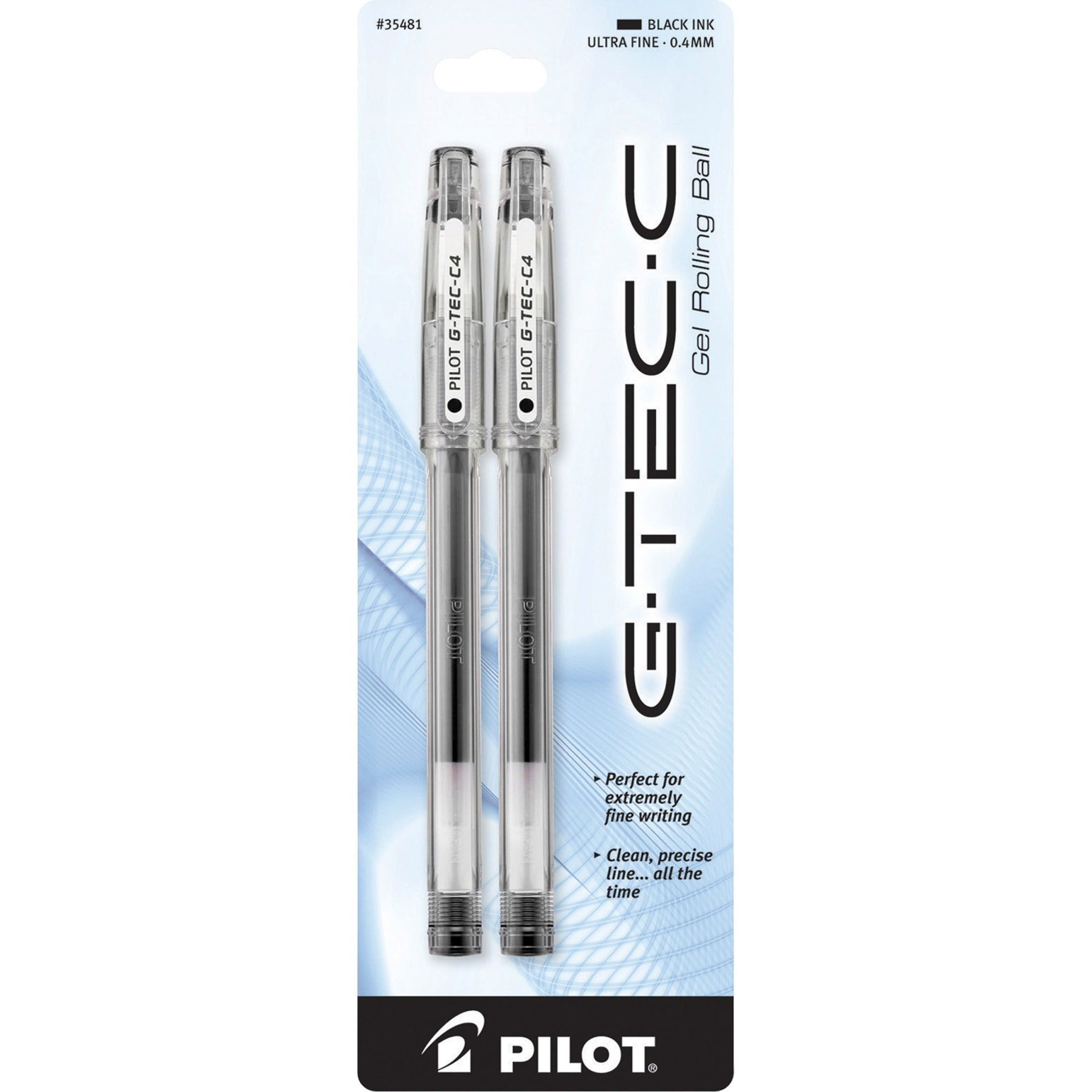 Pilot HITEC C4 Microtip Rollerball Ultra Fine Roller Gel Ink Pen 0.4mm BLACK PAC 