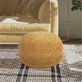 thumbnail image 2 of Caelyn Cotton Yarn Pouf, Yellow, 2 of 10
