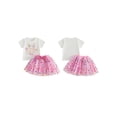 thumbnail image 2 of BemeyourBBs Kids Toddler Baby Girl Birthday Outfits 1 2 3 4 5 Years Birthday Girl Clothes Letter Embroidery Short Sleeve T-Shirt and Elastic Sequins Dot Tulle Tutu Skirt Set Baby Girl Summer Clothes, 2 of 9