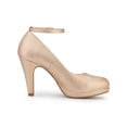 thumbnail image 3 of BLISSFUL STEP Chaussures pour Femmes Bout Rond Talon Aiguille Bride à la Cheville Escarpins Or Rose 6, 3 of 8
