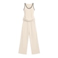 thumbnail image 4 of PRINxy Women Multi Pocket Daily Two Piece Set Summer Sleeveless V Neck Vest High Waist Wide Leg Pants Travel Home Comfortable Leisure Outfit White XL, 4 of 7