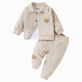 thumbnail image 3 of Toddler Boys Girls Fall Winter Clothes 9 12 18 24 Months 2T 3T Baby Crewneck Floral Sweatshirts Pants Set Long Sleeve Outfits Set Little Kids Fall Outfits Beige Size 6-9 Months, 3 of 9
