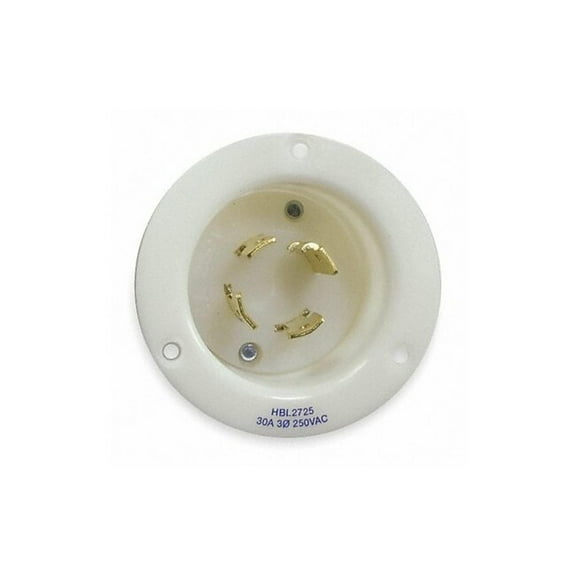 Hubbell Wiring Device-Kellems Flg LckInl,30 A;White,L15-30P,Nylon HBL2725