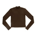 thumbnail image 2 of Ambar Women's Mock Neck Long Sleeve Fitted Crop Top, Brown,L - US, 2 of 2