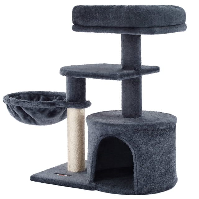 Árbol para Gatos con Poste para Rascar Cubierta de Felpa Gris Antracita