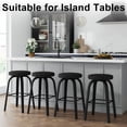 thumbnail image 3 of Set of 2 Swivel Bar Stools, 30 Inch Backless Counter Height Stools with Fabric Upholstered Seat, Solid Wood Legs and Metal Footrest for Home Bars, Kitchen Island, Black, 3 of 7