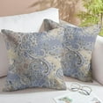 thumbnail image 4 of Modern Paisley Floral Throw Pillow Covers Set of 2 Boho Flower Square 18x18 Inch Pillowcase Vintage Mandala Bohemian Decorative Throw Pillows for Outdoor Patio Garden Car Bedroom Home Decor, 4 of 6