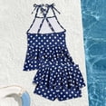 thumbnail image 3 of Pandaie Girls Tankini Swimsuit Flower Print Criss Cross Strap Bathing Suits Summer Beach Two Piece Swimwear with Shorts 6-7 Years Dark Blue, 3 of 6