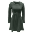 thumbnail image 4 of DHFJKG Sweater Dress For Women Bohemian Knit Ribbrd Solid Color Long Sleeve Round Neck Mini Dress With Pockets Versatile Dresses, 4 of 5