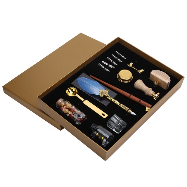 Juego de cera para pluma, Kit de sello de tinta para escribir, caja de regalo de papelería para estudiantes VintageSP225038 azul perla