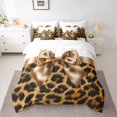 thumbnail image 2 of Feelyou Fashion Brown Bow Twin Bedding Sets 7pcs, Polkadots Cheetah Print Comforter Set, 2 of 8