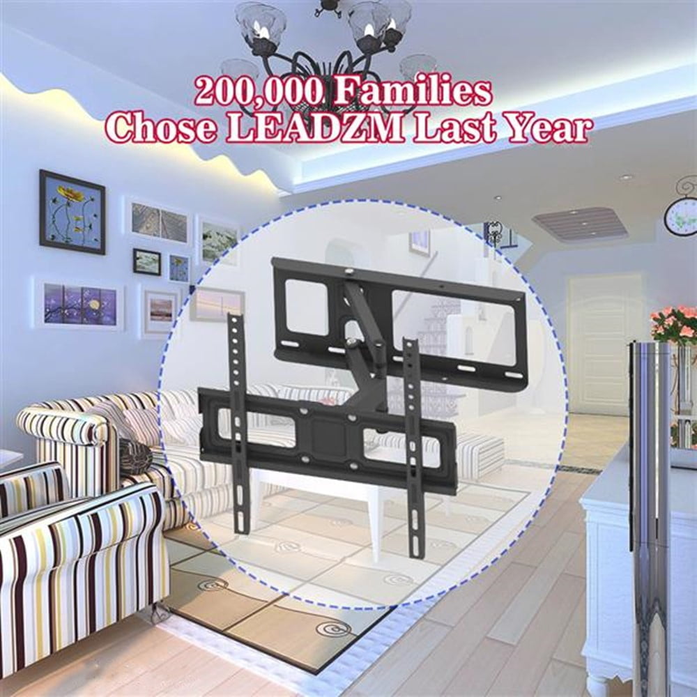 Full Motion TV Wall Mount Corner Bracket, VESA 400 x 400 Compatible, Extending Arm Articulating, Swivel, Tilt Fits 32-60 Inch TVs, 77 Lbs Capacity Black