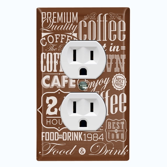 Metal Light Switch Plate Cover Cafe Diner Coffee Sign Brown COF036