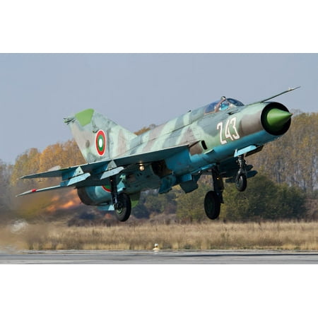 A Bulgarian Air Force MiG-21bis jet fighter taking off Poster Print by Anton BalakchievStocktrek