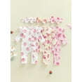 thumbnail image 3 of BemeyourBBs Newborn Baby Girls Romper Outfit Strawberry Printed Jumpsuit with Headband Cute Infant Clothes, 3 of 9