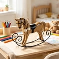 thumbnail image 4 of Distressed-style Wooden Rocking Horse Ornament -style Tabletop Decor Nostalgic Bookshelf Accessory Handcrafted Piece And Holiday Gift, Farmhouse Garden Home Office Desk Decor, 4 of 6