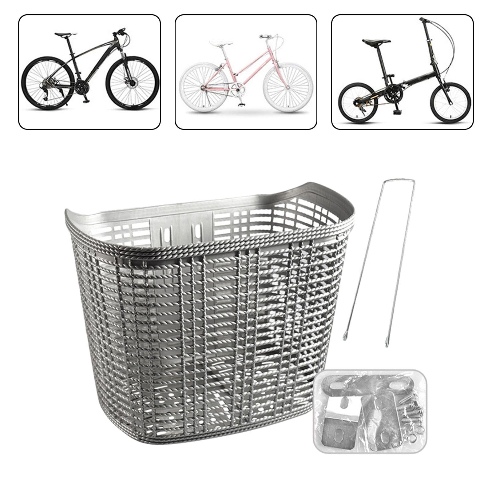 harayaa Bicycle Basket Storage Basket Lightweight Large Capacity Front Frame Bike Basket Gray and Long strut