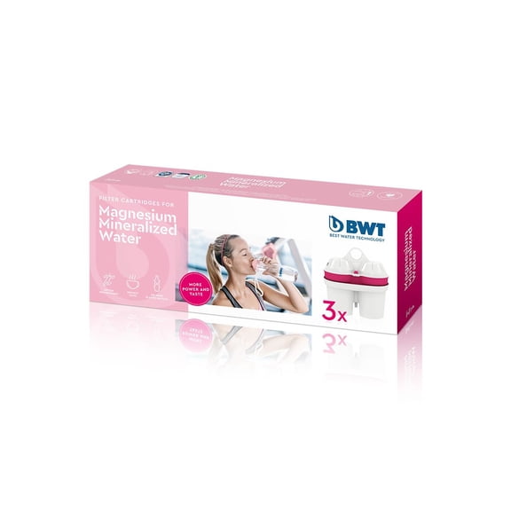 BWT Magnesium Mineralized Water Filter, 3-Pack - Long Life Mg2+ Cartridge for Water Filters, 3x120L Capacity, Maximum Protection for Espresso Machines