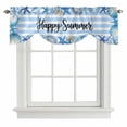 thumbnail image 2 of Happy Summer Tie Up Valances Curtain, Adjustable Kitchen Blue Starfish Shell Seashell Ocean Striped Valances for Windows Decor, Rod Pocket Short Curtains Set for Bedroom/Bathroom, 42"x18", 2 of 9