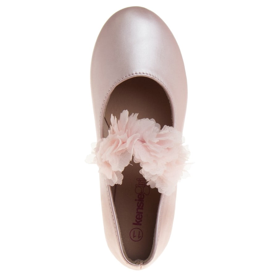 Kensie Girl Toddler Ballerina Flats, Peach Pink Pearl, 5