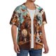 thumbnail image 2 of Balery Animal Filled Noahs Ark Camisa Casual de Manga Corta con Botones para Hombre, Texturizada, Estilo Cubano, para Playa, Verano-Large, 2 of 5