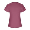 thumbnail image 4 of Summer Saving Wycnly Cute Tops for Women Short Sleeve V-Neck Plain T shirts Summer Casual Solid Ruffle Sleeve Loose Fit Blouse with Tie Wine XXL Clearance Clothes, 4 of 7