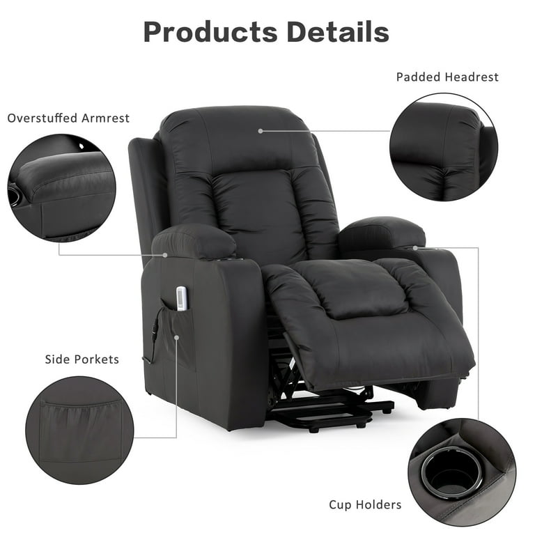 mecor Electric Power Lift Chair Recliner Armchair PU Leather Wall