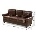 thumbnail image 7 of LeChapitre Faux Leather Sofa with Storage Seats, Classic 3-Seater Couch with Nailhead Trim (Dark Brown), 7 of 7