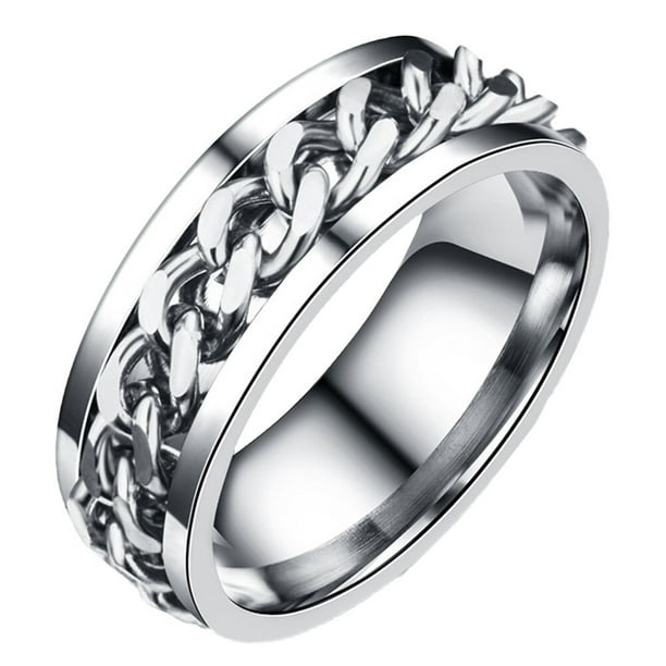 EeaseMX Anillo sencillo y delicado de acero inoxidable, joyería creativa, anillo de moda para hombre y niño (color acero, tamaño 8)
