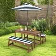 thumbnail image 3 of Gymax Kids Wood Picnic Table and Bench Set w/ Cushions Umbrella for Indoor Outdoor Blue, 3 of 10