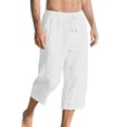 thumbnail image 6 of qolati Mens Carpi Shorts Casual Elastic Waist Drawstring 3/4 Pants Summer Beach Vacation Jogger Shorts with Pockets White M, 6 of 10