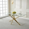 thumbnail image 7 of 63" Rectangular Clear Tempered Glass Dining Table for 4-6 People, Modern Kitchen Table with X-Shaped Metal Base, Dining Table for Dining Room, Living Room, 7 of 7