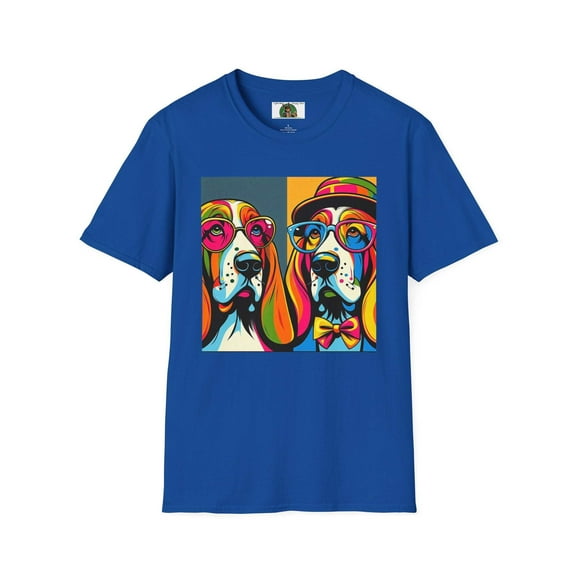 Mr and Mrs Basset Hounds PopArt4 Unisex Softstyle T-Shirt